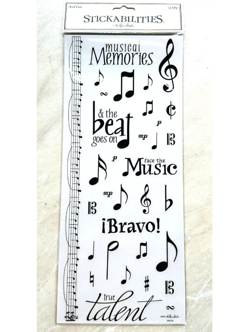 The Paper Studio Stickabilities Scrapbook Stickers 2007 Music Notes Crafts More